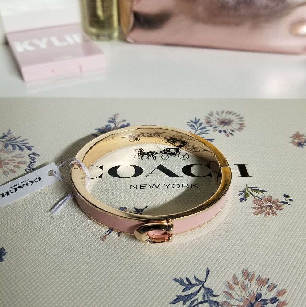 Authentic Coach Pink & Rose Gold Bangle Bracelet